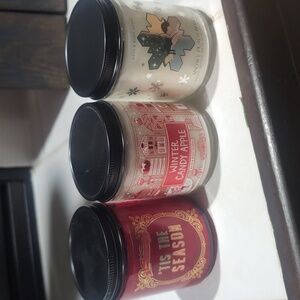 *THREE* Bath & Body Works Single Wick Candles - Tis the Season, Candy Apple, etc